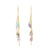 Long gold plated earrings with aqua hydro, amethyst and labradorite