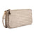 Faux leather small knitted bag in light grey 25 cm x 15 cm (comes with long cross-body leash)
