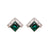 Silver plated stud earrings with transparent and green cubic zirconia 