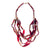 Multi-layer necklace in dark red tones with horn and resin elements and gold beads (70 cm)