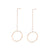 Long stainless steel earrings in rose gold with pearls